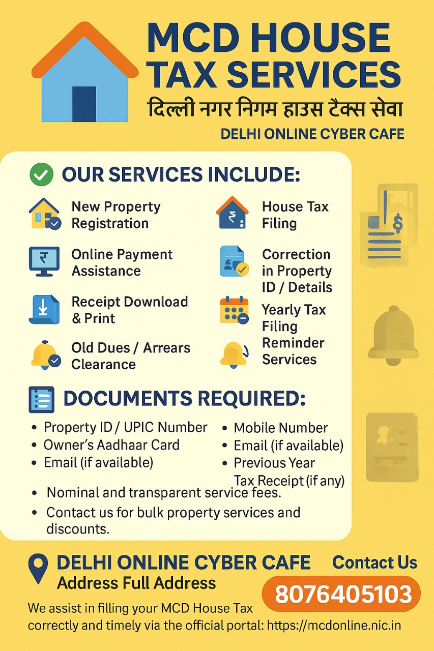 House tax Apply Service Delhi Cyber Cafe Shahdara